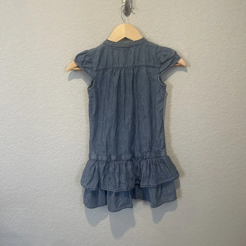 Gymboree Girls Dress Sz 7 Blue Drop Waist Short Sleeves Chambery Photos Fall